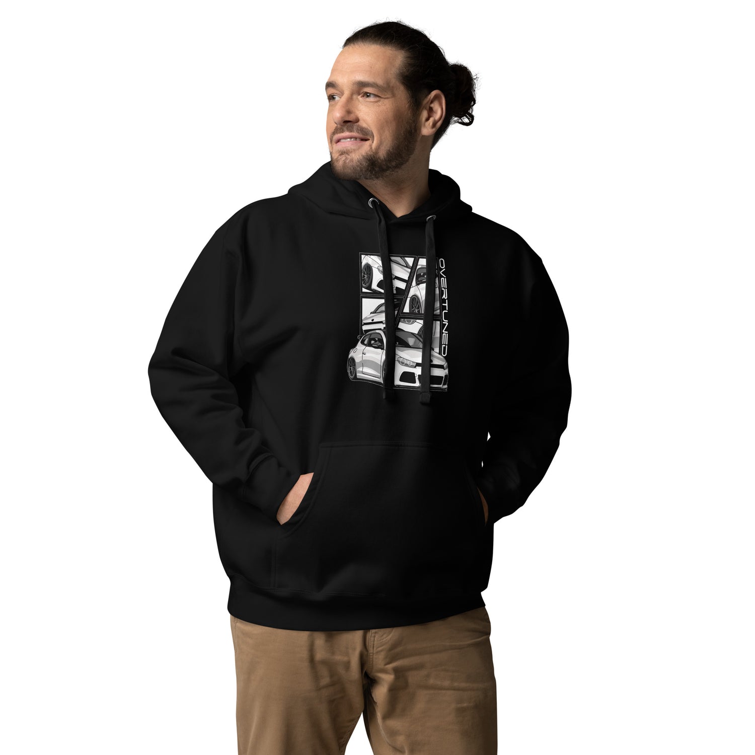 Black Unisex Hoodie worn by model