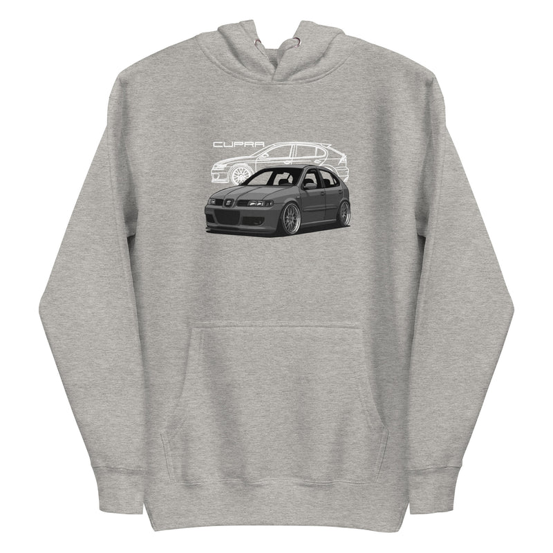 Organic Cotton Unisex Hoodie in light gray with front graphic print – product mockup