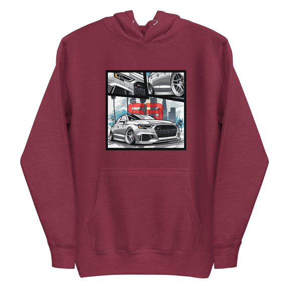 Organic Cotton Kids T-Shirt hoodie mockup in maroon color