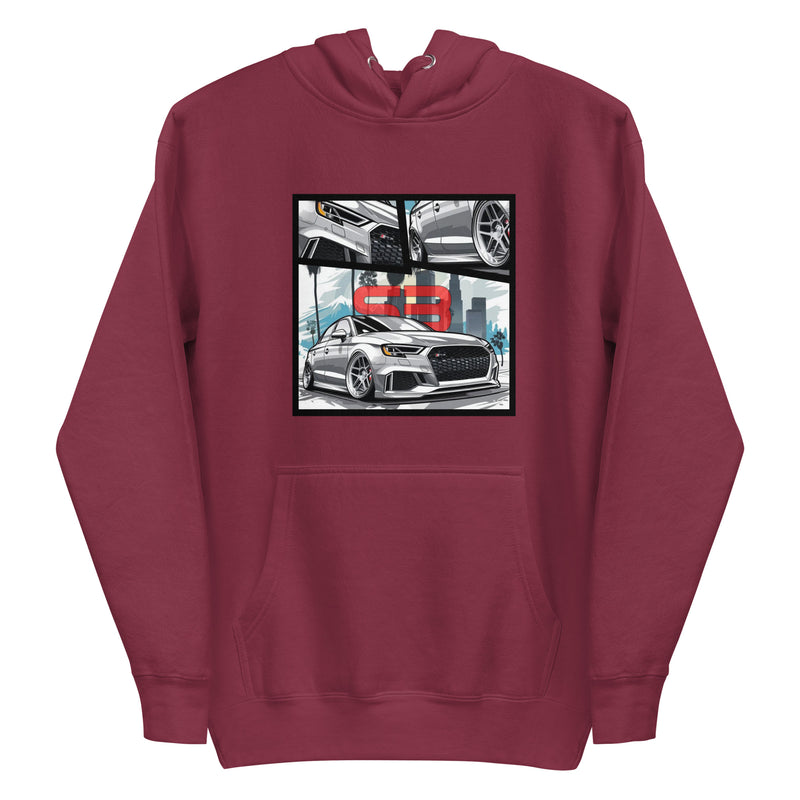 Organic Cotton Kids T-Shirt hoodie mockup in maroon color