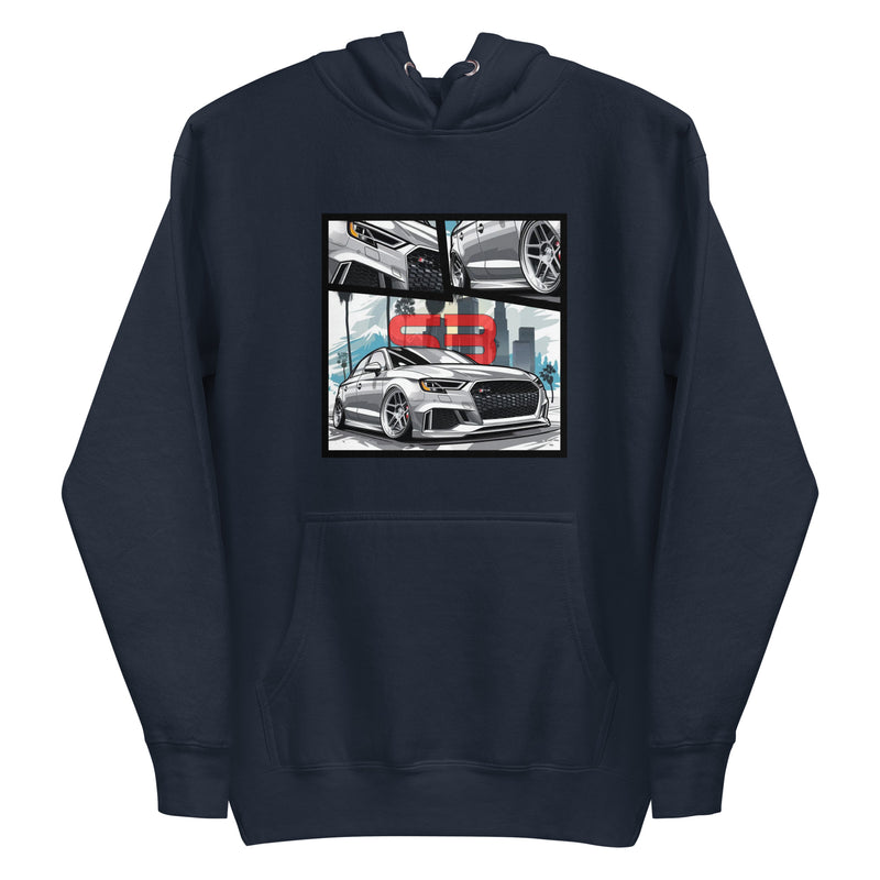 Organic Cotton Kids T-Shirt hoodie mockup in navy color