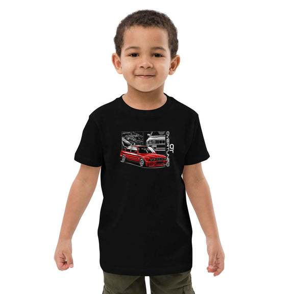 Organic Cotton Kids T-Shirt – Overtuned Buddies E30 Black Mockup
