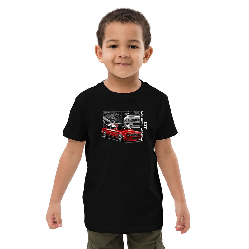 Organic Cotton Kids T-Shirt – Overtuned Buddies E30 Black Mockup