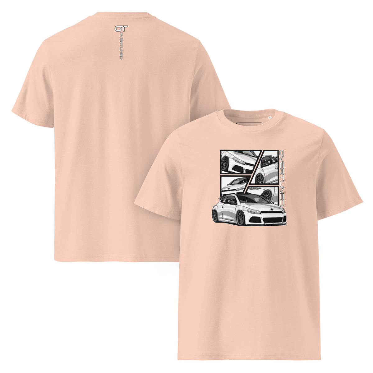 Organic Cotton Unisex T-Shirt peach color mockup