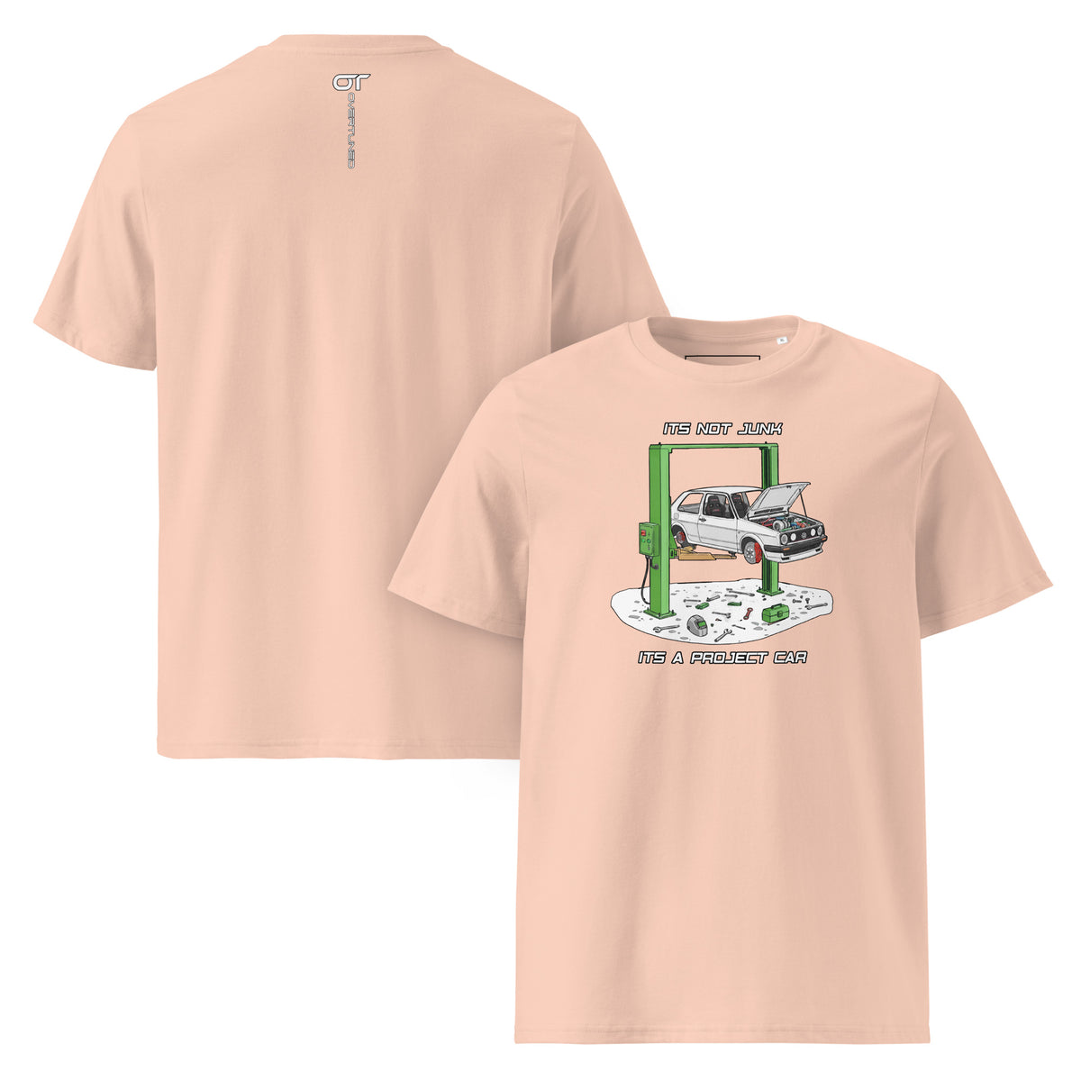 Organic Cotton Unisex T-Shirt cotton peach product mockup