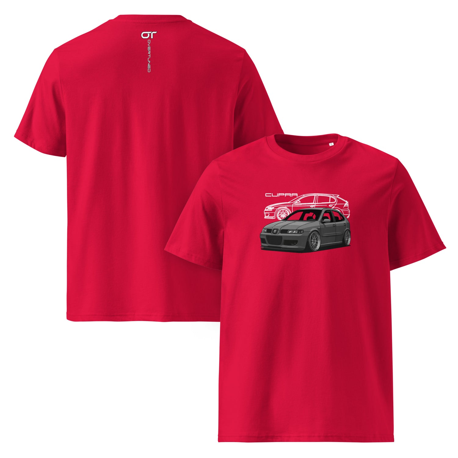 Bright red Cupra Leon Organic Cotton T-Shirt product mockup