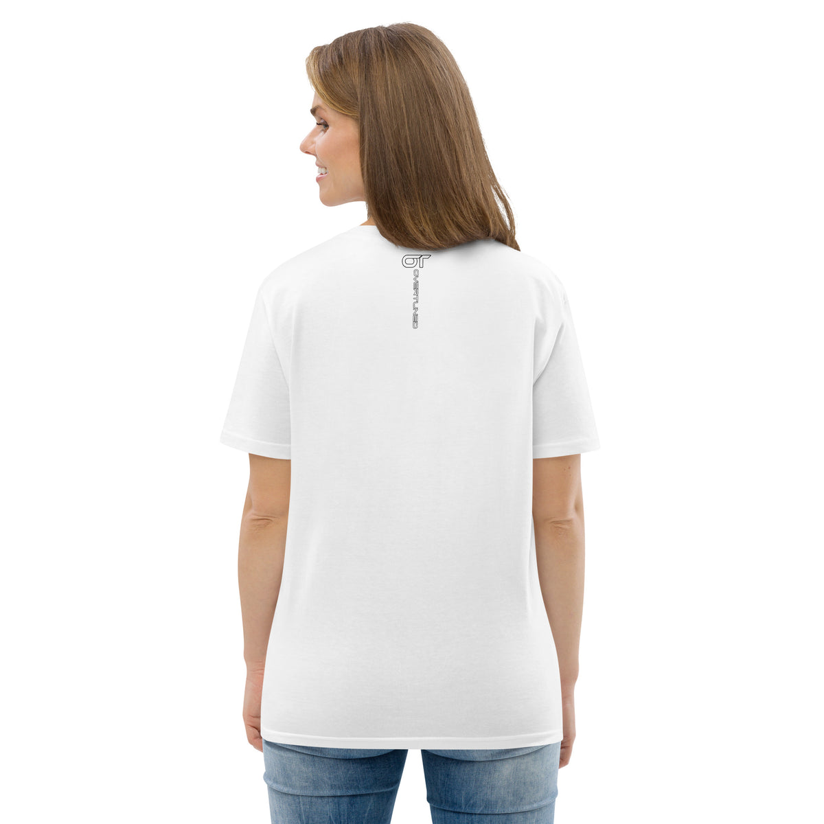 White Organic Cotton Kids T-Shirt model wearing front view